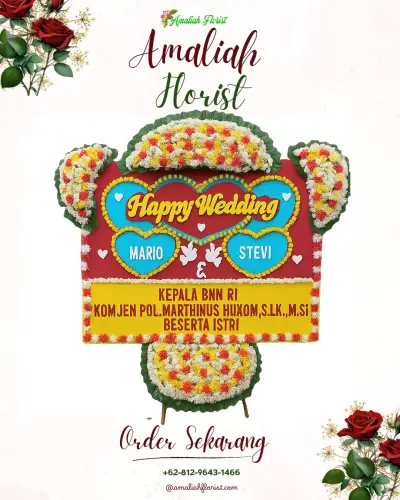 Karangan Papan Bunga Pernikahan di Mendongan